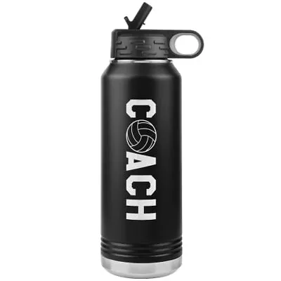 Volleyball Coach Water Bottle - 32oz Insulated Engraved Stainless Steel Flip ... • $57.84