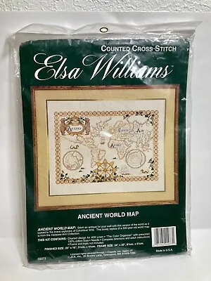 Elsa Williams ANCIENT WORLD MAP Counted Cross Stitch Kit 20”x16”NIP Sealed • $21.95