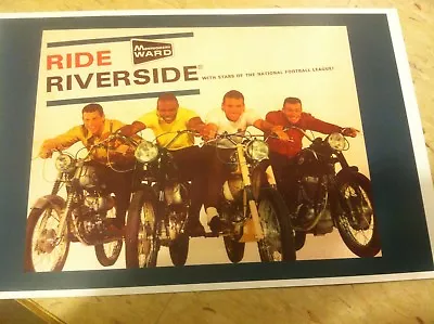 Vintage Wards Riverside Motorcycle Movie Poster Home Nfl Star Brett Star E460 • $15