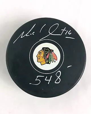 Michel Goulet Chicago Blackhawks Signed Autographed Hockey Puck 548 Beckett COA • $34.99