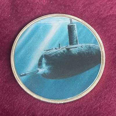 FALKLANDS WAR 45mm SILVER PLATED COLOURED PROOF MEDAL HMS CONQUEROR V BELGRANO • £7.50