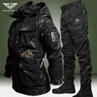 Military Soft Shell Tactical Sets Multi-pocket Jacket+Windproof FleeceCargo Pant • $91.87