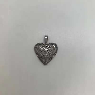 Vintage Sterling Silver Filigree Heart Pendant Signed • $11.99