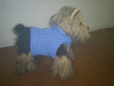 New  Xs 6  Hand Knitted Dog Coat / Jumper  Blue Chihuahua/ Yorkie/ Terrier • £6.50