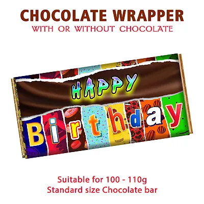 Happy Birthday Chocolate Bar Wrapper Novelty Gift Present For Dad Mom Husband • £4.99