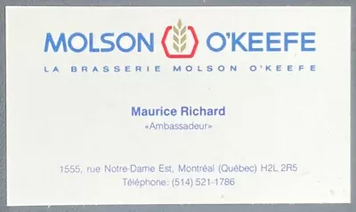 Maurice Richard Business Card Molson O'Keefe  Ambassadeur  Vintage Hockey • $9.99