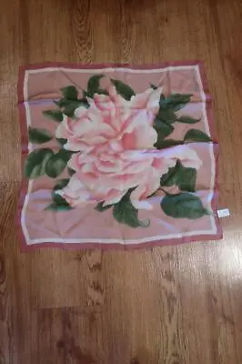 Womens Metropolitan Museum Of Art Pink Green Silk Rose Neck Scarf * • $22.99