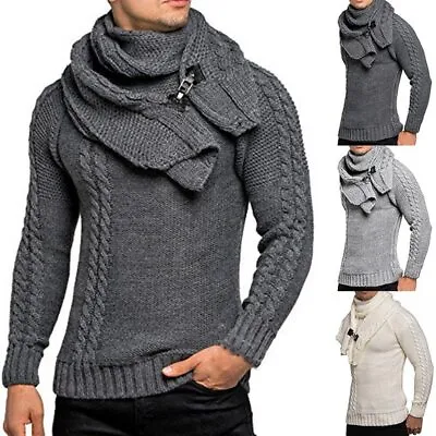 Sweater European And American Fashion Men's Bib Slim Pullover Knitted Sweater Me • $48