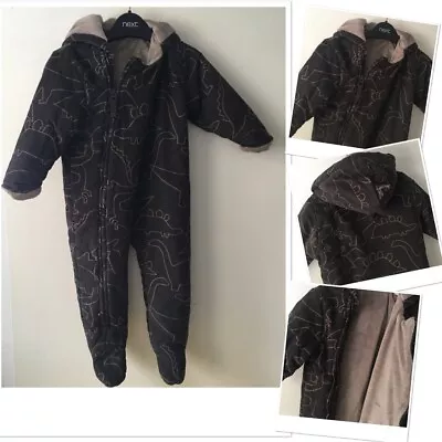 £5.95 • Buy Next Baby Boys Corduroy Dinosaur  Padded Pram Suit Snow Suit Coat 9-12 Months
