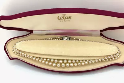 Vintage Lotus De Luxe Simulated Pearl Necklace Multi Strand Silver Clasp #491 • £24.95