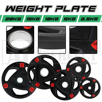 2.5-20KG Rubber Olympic Weight Plates Fitness Lifting Bumper Barbell Dumbbell • $40.88