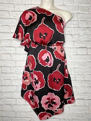 Eloquii By Limited One Shoulder Ruffle Sleeve Floral Dress Women’s 20 Black Red • $24.99