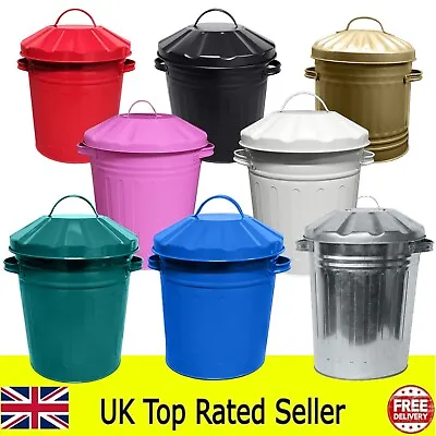 15 Litre Colour Mini Metal Bin Small Dustbin Rubbish Bathroom Toy Storage Retro • £9.99