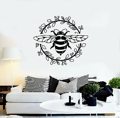 Vinyl Wall Decal Insect Wasp Bee Cartoon Circle Floral Art Stickers (g3282) • $20.99