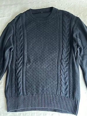 MUJI Mens Blue Knitted Jumper Size M VGC • £10