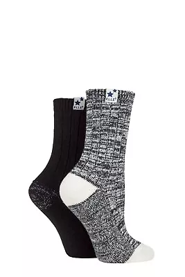£10.99 • Buy Elle Ladies Velvet Soft And Sparkle Walking Boot Socks Multipack Of 2 Size 4-8