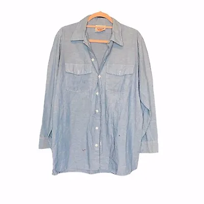 $21.25 • Buy Vintage Dickies Long Sleeve Chambray Shirt Blue XXXL 16/16.5 32/33