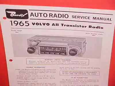 1965 Volvo 122s 1800s Sport Coupe Pv544 Sedan Bendix Am Radio Service Manual 65 • $19.99