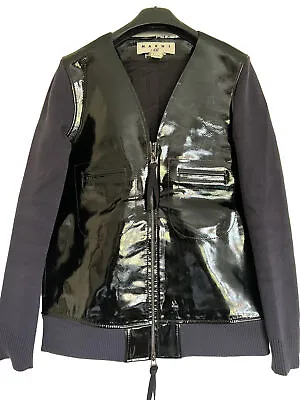 H&M Marni  Black Patent Leather Jacket EU38 Used Good Condition • £35