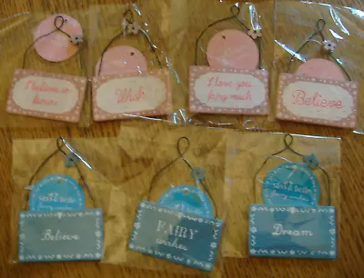 FAIRY Themed Garden Signs Gift Tags Party Favours  'DREAM WISH BELIEVE'  NEW • £1.50