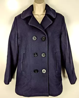 VTG Land's End Women's Wool Double Breasted Pea Coat Size 10 Polyester Liner EUC • $23.99