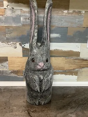 Unusual Rare Big Ears Grey Rabbit Sculpture 1993 - Signed And Dated 17” • $49.99