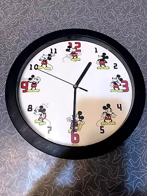 Disney VINTAGE Kitchen Bedroom Living Room Mickey Mouse LARGE Round Wall Clock • $16