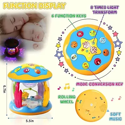 Baby Toys 6 To 12 Months 4 In 1 Musical Rotating Projector Tummy Time Light Up • $11.88