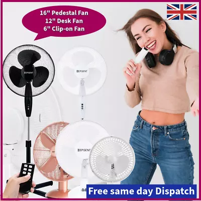 Pedestal Cooling Fan Desk Fans Oscillating Stand Standing Home Office 23 Speed • £40.99