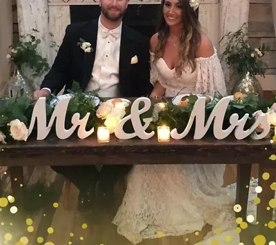 Mr And Mrs Sign Rustic Wooden Freestanding Mr & Mrs Letters Signs Wedding Tabl • $41.99