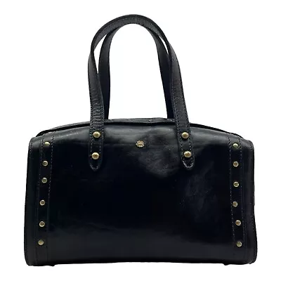 Vintage 60s 70s MARCOLINO JOHN ROMAIN Handmade Leather Satchel Bag Handbag BLACK • $299.99