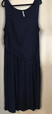 $16 • Buy Navy Blue Size 2XL Super Long Stretch Maxi Dress Sleeveless By Fabletics