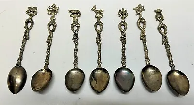 Seven Antique Teaspoons Of Italy VeniceLion Of San MarcoLily Of Florence More • $15
