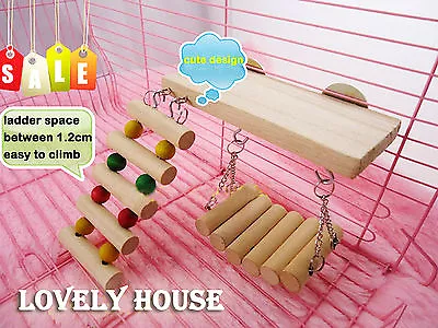 Flexible Wooden Toys Rat Mouse Hamster Parrot Hanging Ladder Bridge Shelf Cage  • £9.47