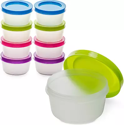 8 Pack Small Empty Plastic Round Storage Containers Jars With Screw Lids 8Oz • $10.97