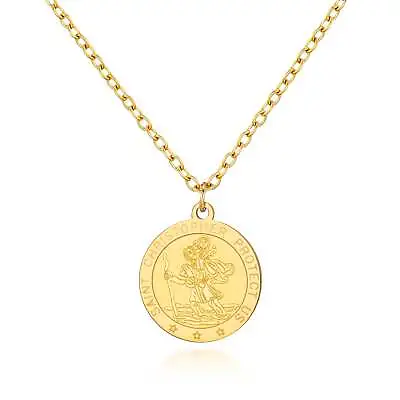 Men's Gold Plated Stainless Steel St Christopher Necklace • £8.99