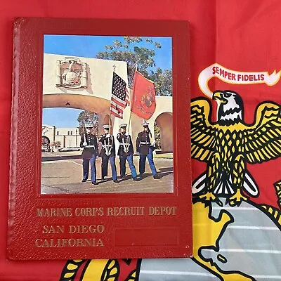 San Diego CA Marine Corps Recruit Depot Hardcover 1991 1990 Boot Camp Book Flag • $39.99