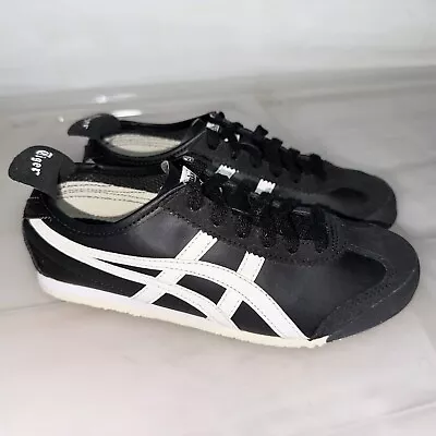 ONITSUKA TIGER Mexico 66 LEATHER Black White Sneakers - Kids Boys US 3 #33397 • $50