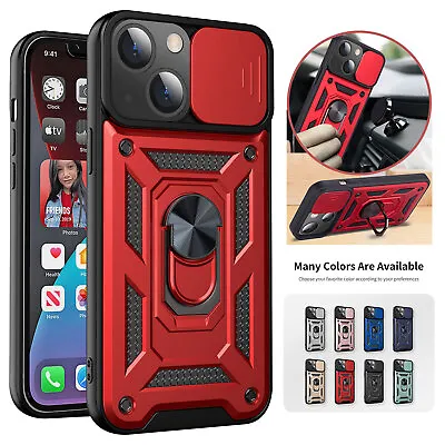 Military Ring Stand Case For IPhone 15 Pro Max 14 13 12 11 X XR Slide Lens Cover • $8.74