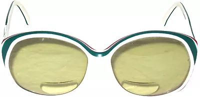 VtG Unisex 70s Oversized SAFILO #135 White-Green-Red Sunglasses Bifocal Italy • $48