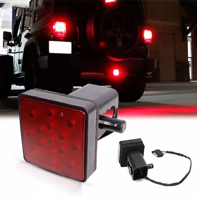 Red Lens 15-LED Brake Light Trailer Hitch Cover Towing & Hauling 2  Truck SUV • $17.49