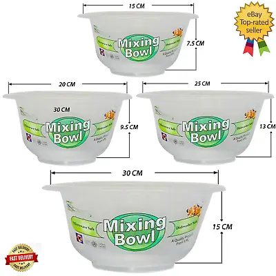 Plastic Mixing Bowls Clear Rounded Kitchen Serving Heavy Duty Nesting Salad Bowl • £10.75