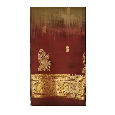 Vintage 100% Pure Silk Sarees Zari Hand-Woven Peacock Design Craft Fabric Sari • $34.20