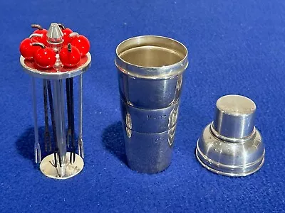 Vintage Cocktail Shaker With 6 Cherry Forks Picks • $90