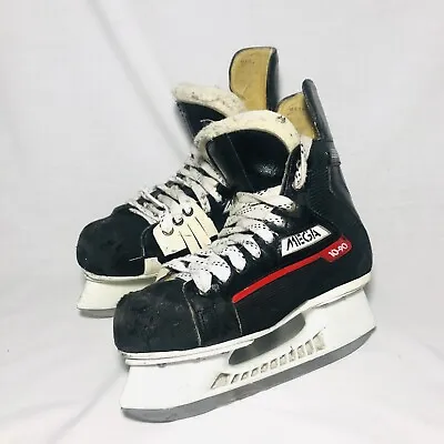 Vintage Micron Mega 10-90 Red Stripe Ice Hockey Skates Size 5.5 1/2 D Canada 6.5 • $55