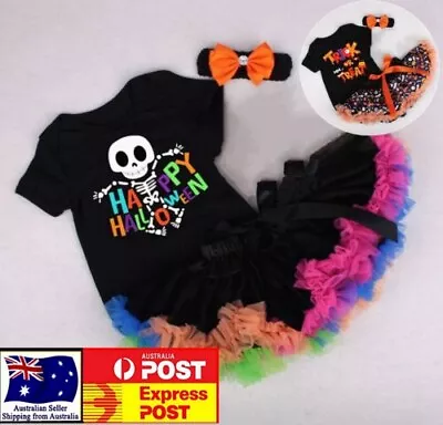 Baby Girls Halloween 3 Pieces Costume Party Birthday Tutu Dress Set Size 000-2Y • $29.95