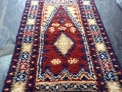 £65 • Buy Vintage 60s 70s Rug Handmade Latch Hook Wool Rug Prayer Mat