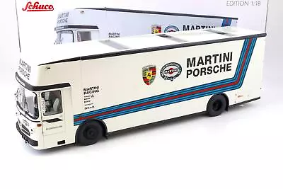 1:18 Schuco Mercedes O317 Transporteur Martini Porsche Blanc • $586.34