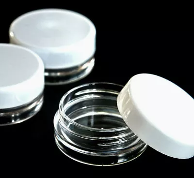 100 X 3ml **BEST QUALITY** EMPTY PLASTIC SAMPLE JARS/POTS SCREW TOP  Jgw-100 • £21.41