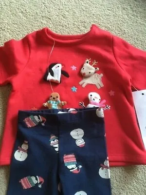 F&F Baby Pjs Pyjamas Upto 3 Months Christmas Snowman Reindeer Red RRP £9 NEW • £4.99